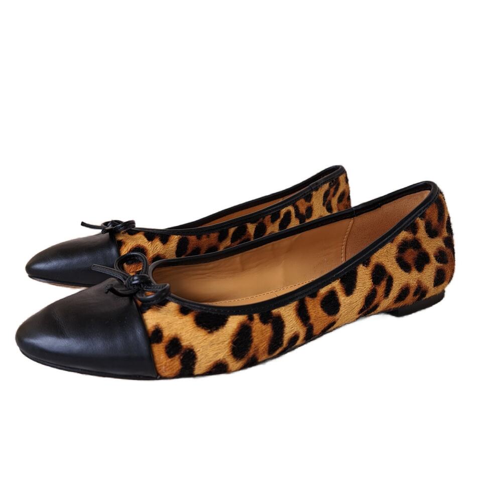 J CREW Leopard Calfhair Captoe Hair Ballet Flats Size 7